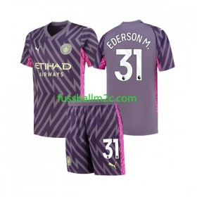 Fußballtrikots Manchester City Ederson Moraes 31 Torwart Kinder Auswärts Trikotsatz 2023-2024